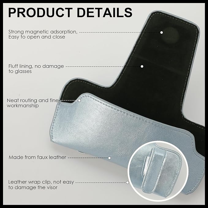 Sunglass Holder for Car Visor, Car Sunglasses Holder Leather, Eyeglasses Holder Glasses Storage Case Visor Accessories - Image 7