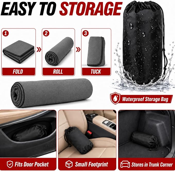 Car Seat Cover Towel 2PCS, 1200g Ultra-Thick Absorbent Terry Cloth Seat Protector for Post-Gym Sweat & Beach, Universal Fit for Sedans SUV Trucks, Machine Washable Interior Protection (Gray) - Image 9