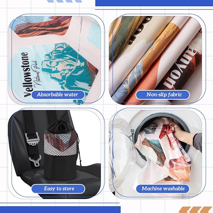 1 Pack Car Seat Towel Cover with Storage Bag, Multi National Parks Style | 63 x 32 in Car Towel Seat Cover Non Slip Waterproof, Gym Workout Swimming Running, Machine Washable Sweat Absorbent Protector - Image 3