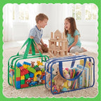 Toy Storage Bags 4 Pack, Clear PVC Toy Organizers, Colorful | Waterproof PVC, Large 30 x 10 x 22 CM Size, Label-Ready, For Toys, Books, Puzzles, Classroom and Travel - Image 2