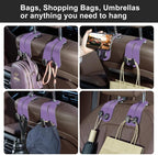 CoBak Purse Hook for Car - Universal Premium Stitched Leather and Aluminum-Magnesium Alloy Double Car Seat Back Storage Hook for Purses, Handbags, Bags (2 Pack),Amethyst Purple - Image 4