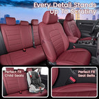 HKZ Custom Fit Civic Seat Cover Full Set for Honda Civic (Sedan 2022 2023 2024 Touring)&(Sedan 2025-2026 Sport Touring),5-Seats Full Set,Leather Seat Protector(Burgundy) - Image 7