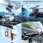 2026 Clip-on Car Air Conditioner Fan,Neck-style ice compress fan,with LED Display,360° Rotatable, 200 Speed Settings, Rechargeable Handheld Device,Suitable for Vehicles,waist,Office,Outdoor Use - Image 7