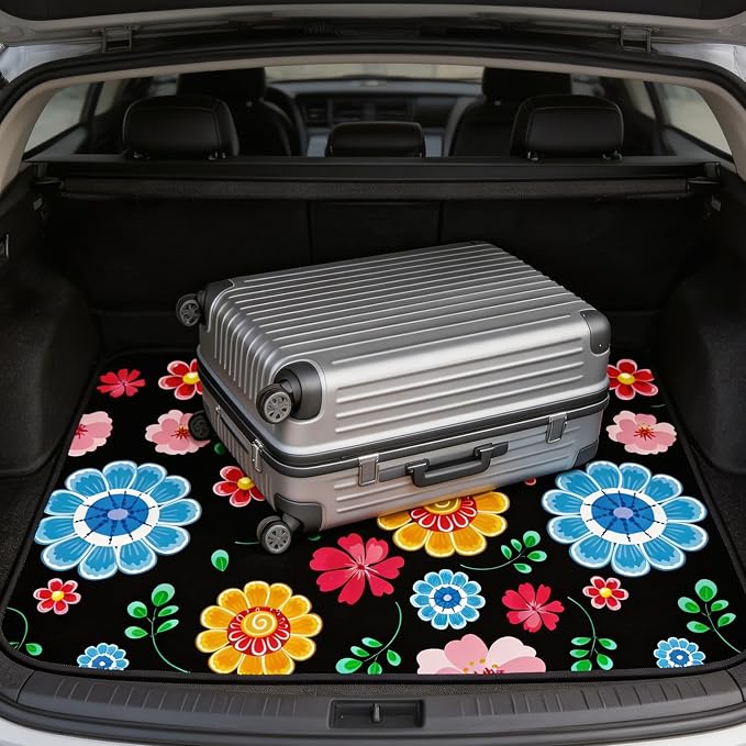 Universal Car Trunk Mat 29" x 39",Multicolor Floral,Butterfly Etc,Anti-Slip Easy to Clean, Trunk Protective Mat, Sporty Vehicle Interior Accessories Suitable for Most Car Models. - Image 7