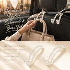 2PCS Elegant Pearl Car Seat Headrest Hook, Cute Seat Pearl Hanger Storage Organizer, Multifunctional Headrest Purse Hook Interior Decoration for Women Girls - Image 4