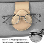 Magnetic Sunglass Holder for Car Visor, Leather Vehicle Sunglass Hanger Clamp Card Holder with Magnet, Universal Eyeglass Clamp Visor Ticket Organizer for Cars Trucks SUVs (Beige) - Image 5