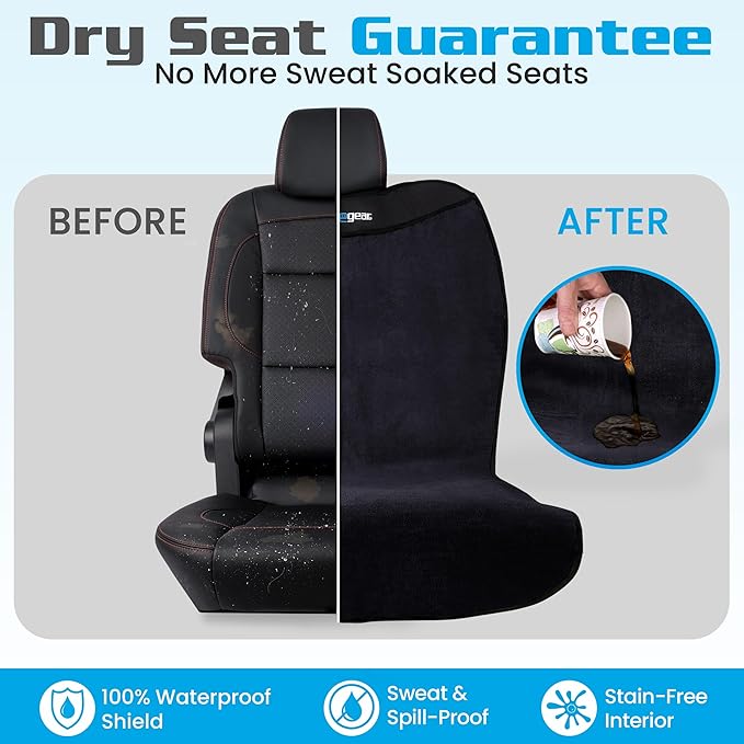 Happeseat Waterproof Car Seat Cover & Protector, Black | Universal Fit, Car Seat Towel Cover, Slip Resistant Backing, Machine Washable, Fits Front & Back, Easy Install & Storage - Image 2