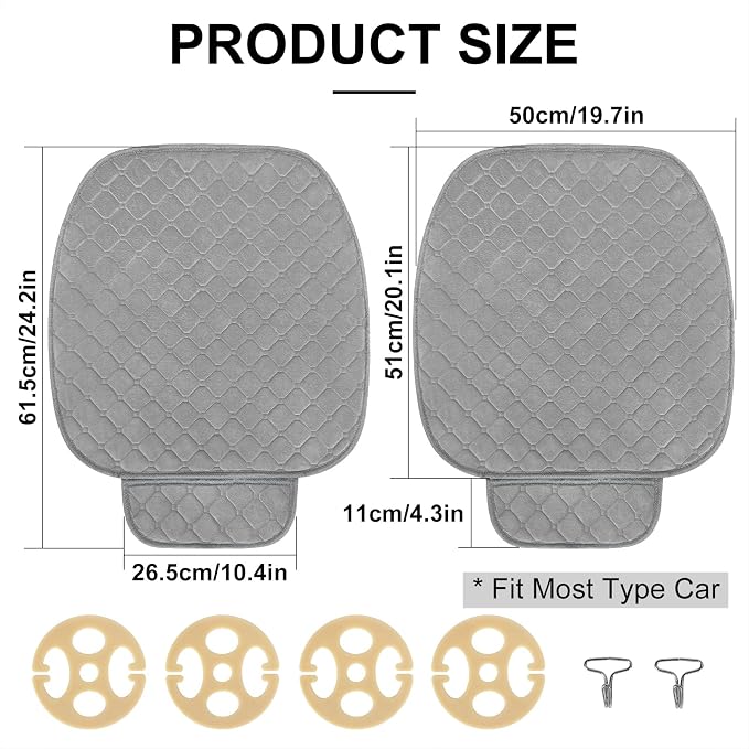 surpassme Car Seat Covers Universal Seat Covers for Car Accessories with Storage Pockets, Car Front Seat Covers and Rear Bench Coverfor Automotive, SUV, Truck, and Van(Grey) - Image 3