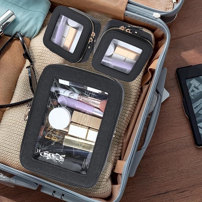 Clear Makeup Bag with Mini Cosmetic Bags,Travel Toiletry Bag for Women,Portable Cosmetic Bag Case, Transparent Waterproof Cosmetic Organizer Storage Bag for Women Men - Image 6