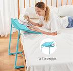 HUANUO Adjustable TV Tray Table - TV Dinner Tray with Cup Holder on Bed & Sofa, Comfortable Folding Table with 6 Height & 3 Tilt Angle Adjustments for Laptop (Azure) - Image 5