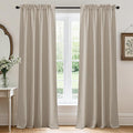 RYB HOME Natural Beige Linen Sheer Curtains 84 inches Long for Bedroom | Weave Textured, Rod Pocket, Light Filtering, for Living Room, W52 x L84, 2 Panels Set by RYBHOME