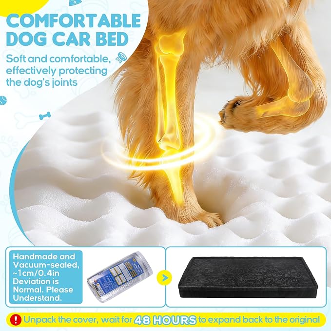 Loiion Dog Car Bed, Non-Slip Backseat Extender Pet Mat 56"x28.7"x2" | Removable, Washable Dog Bed With Waterproof Liner Protects Car Seats, Anti-Slip Travel Bed For Dogs - Image 3