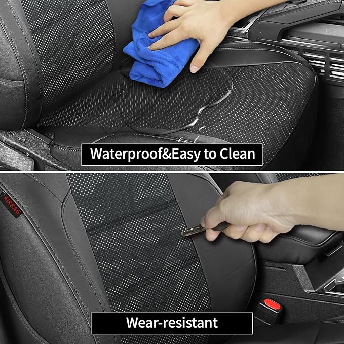 EKR Tacoma Seat Covers Custom Fit for Toyota Tacoma 2016 2017 2018 2019 2020 2021 2022 2023 Double Cab/Crew Cab -Truck Seat Covers for Car Full Set,Faux Leather(Black/Gray Camo A122) - Image 5