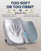 5 STARS UNITED Seat Cushion - Memory Foam Chair Cushion for Tailbone Pain Relief - Ergonomic Support for Coccyx, Sciatica & Butt - Office, Desk & Gaming Chair, Car Seat, Wheelchair, Airplane, L Gray - Image 6