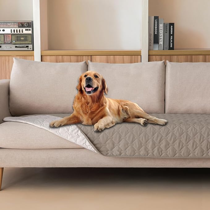 gogobunny Waterproof Pet Couch Cover, Dog Blanket, Furniture Protector | Breathable, Reversible Design, Easy Hair Removal, Lightweight Sofa Covers for Medium Dogs 30x80 Inch Dark/Light Stone by gogobunny