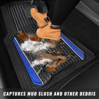 CAR PASS Heavy Duty Rubber Car Floor Mats, Deep Waterproof Car Floor Mats All Weather, Aluminum Film Floor Mats for Cars Non-Slip Universal Trim to Fit for SUVs Trucks Sedans Vans, Black Blue Metallic - Image 9