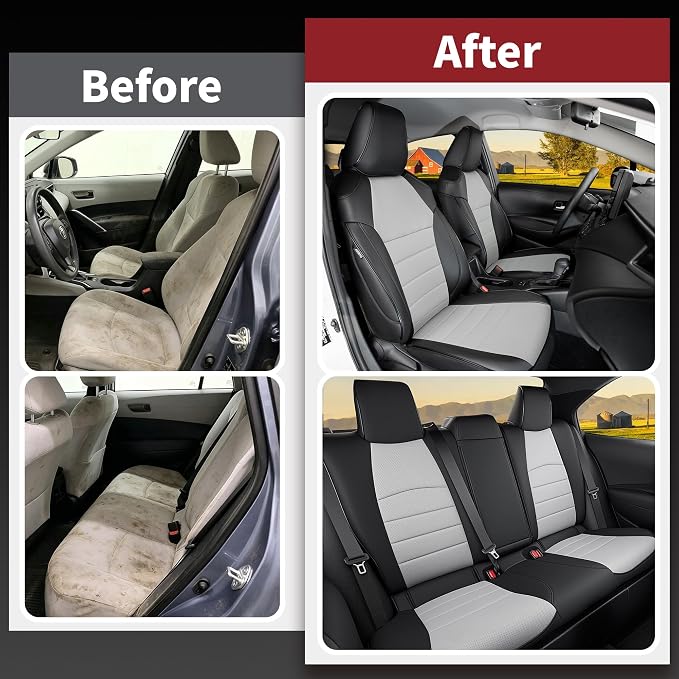 HKZ Customized Special seat Cover for Toyota Corolla (Black+Grey, 2020-2022 Corolla XLE) - Image 5