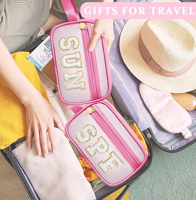 COSHAYSOO Clear Sunscreen Bag Makeup Toiletries Pouch Beach Vacation Essentials Summer Travel Stuff Accessories Personalized Graduation Gifts for Women College Teen Girls Teacher Nurse Pink SPF - Image 6