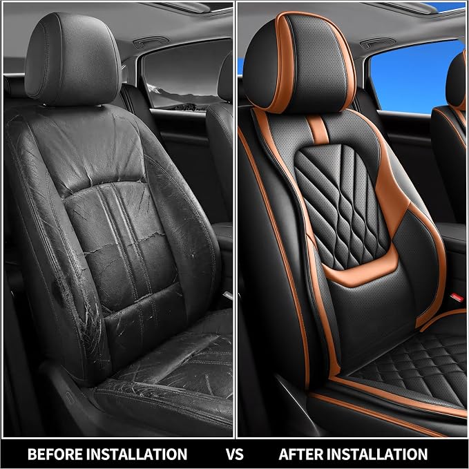Fit Gladiator Car Seat Covers Compatible with Jeep Gladiator 2020-2024 2025 2026-Premium Leather,Waterproof,Breathable,Airbag Compatible &All-Weather Seat Cushion Protecto(Full Set,Brown) - Image 7