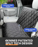 4Knines Dog Rear Seat Cover for Fold Down Seats - Fitted, Black XL | Heavy-duty split design fits 60/40 and 50/50 fold-down seats. No Hammock. K9-Shield waterproof layer. Non-slip backing. - Image 3