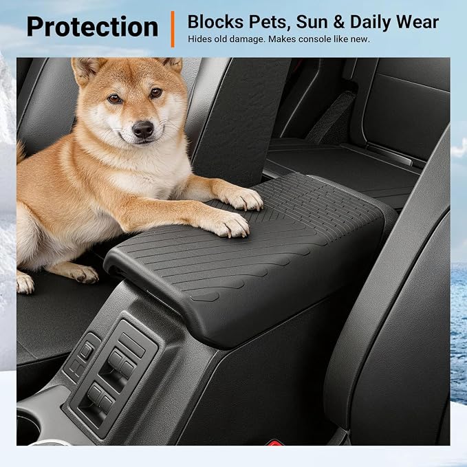 powoq 2/4 Door Center Console Armrest Cover Compatible with 2021-2026 Ford Bronco Armrest Lid Protector Cover TPE Prevent Pets Scratches Pad Replacement for 2021-2026 Ford Bronco Accessories - Image 5
