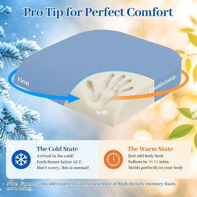 TranquilRelax XL Memory Foam Seat Cushion for Office Chair, 3.35-Inch, Light Blue - Image 9
