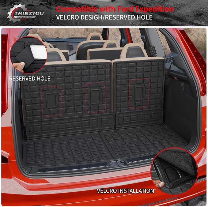 Floor Mats for 2018-2024 Ford Expedition (Not for Max Models) | Trunk Mat Cargo Mat Cargo Liner TPE All Weather 2023 Expedition 7 Seats Accessories - Image 7