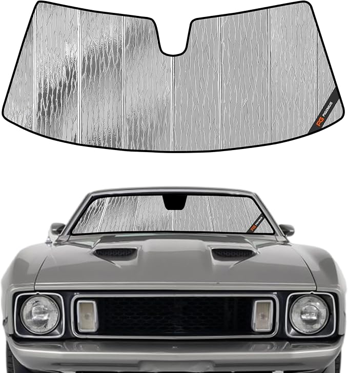 Pigenius Windshield Sun Shade for Ford Mustang 1971-1973, Fastback or Hardtop, Custom Front Window Sunshade - AstraGuard by Pigenius
