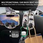 Blusabaca 2PCS Car Seat Headrest Hooks, Purses Bags Holder, Book Lover Cat | PU Leather, Double Metal Back Storage Hangers for Grocery Bags Handbags Bottles Coats Phones, Car Accessories Organization - Image 3