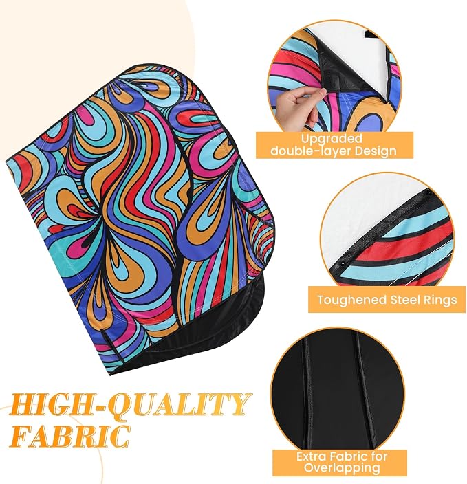 Car Windshield Sun Shade UV Reflector Foldable Front Window SUV | Blocks 98% UV Rays,Keep Interior Cool,Universal Fits Hatchback,Truck,MPV,Storage bag,59"L x 32"W,Car Summer Accessories - Image 4