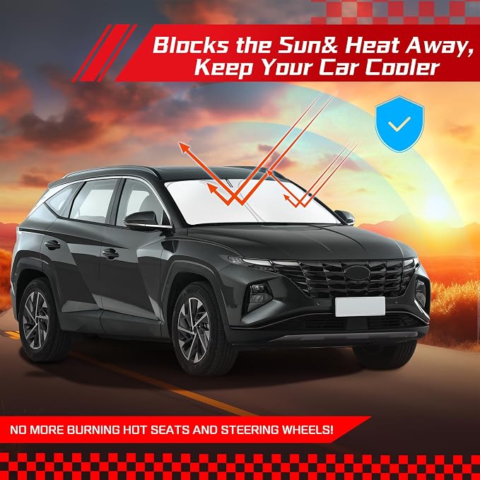 ARISMOTOR Windshield Sun Shade for Hyundai Tucson 2022-2025 2026 | Custom Fit, Foldable Front Window Sunshade Sun Visor Protector, Block UV Rays, Keep Car Cooler - Image 7