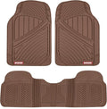 Motor Trend FlexTough Performance All Weather Rubber Car Floor Mats - 3 Piece Floor Mats Automotive Liners for Cars Truck SUV, Heavy-Duty Waterproof (Brown) by MotorTrend