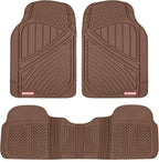 Motor Trend FlexTough Performance All Weather Rubber Car Floor Mats - 3 Piece Floor Mats Automotive Liners for Cars Truck SUV, Heavy-Duty Waterproof (Brown) by MotorTrend