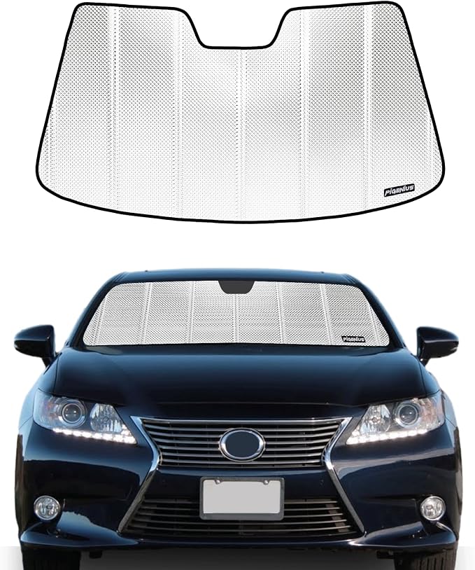 Pigenius Windshield Sun Shade for Lexus ES300h/ES350 2013-2018. Reflective Aluminum Film Front Window Sunshade - BLAZBLOCK by Pigenius