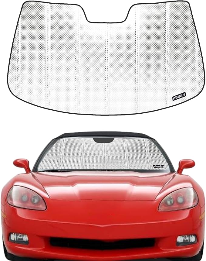 Pigenius Windshield Sun Shade for Chevrolet Corvette C6 2009-2013. Reflective Aluminum Film Front Window Sunshade - BLAZBLOCK by Pigenius