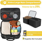 6 Set Dog Travel Bag, Large Pet Travel Kit for Supplies, Black | Includes 2 Food Containers, 1 Pet Organizer for Dogs, 2 Collapsible Bowls, 1 Treat Pouch, Dog Weekend Overnight Bag Luggage - Image 2