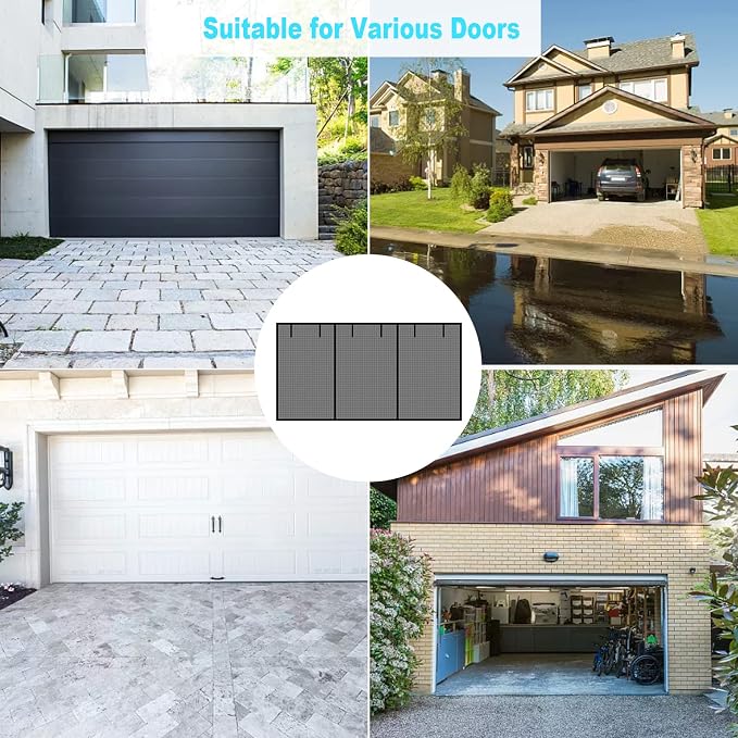 Garage Door Screen for 2 Car Garage, Sunmoxia 16x7Ft Fiberglass Mesh Door Screen with Closure Weighted Bottom, Durable Magnetic Heavy Duty Screen Door Curtain Cover Kit with 6 Strapping Tapes - Image 7