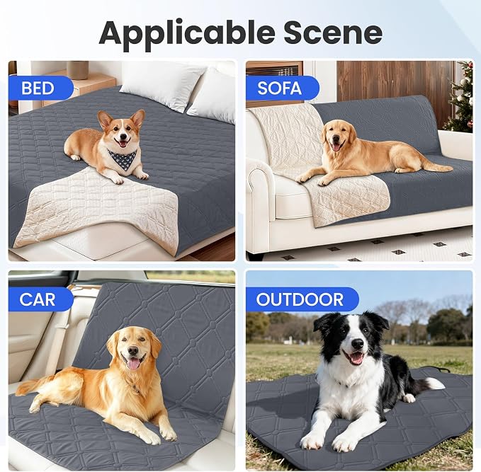 Waterproof Dog Blanket, Non-Slip Soft Pet Bed Cover, Couch Cover for Dogs Washable, Protects Sofa, Furniture, Crate, Car, Tear Resistant Leakproof Pet Blanket (52x82 Inch, Dark Grey) - Image 5