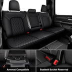 AOMSAZTO Custom Fit Seat Covers for Dodge RAM 1500 2019-2026 Black Grid | Ram Crew Cab Only, fit Seat-back Armrest Model, Pickup Seat Covers, Premium Faux Leather, Perfect Fit, Airbag Compatible - Image 2
