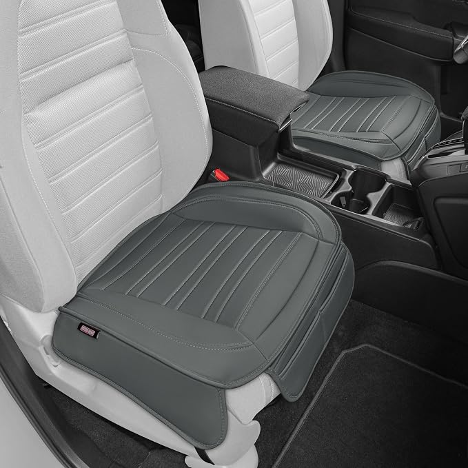 Motor Trend Car Seat Covers for Front & Rear Full Set - Nappa Leather Seat Protectors for Cars, Trucks & SUVs - Gray Automotive Seat Covers with Storage Pockets - Durable Bottom Cushion Protection - Image 6