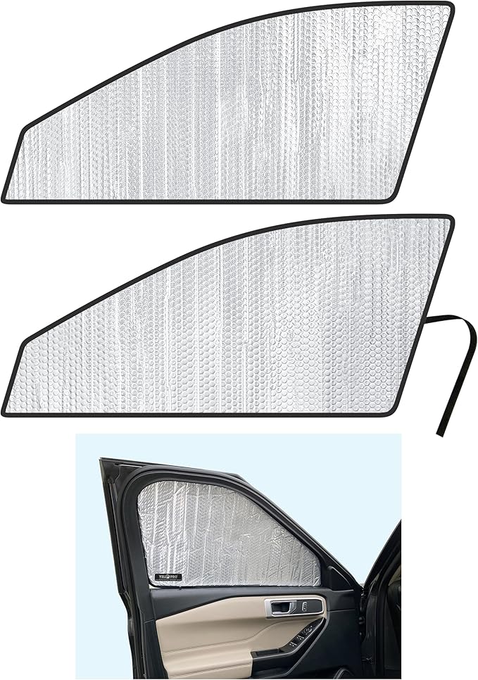 Front Side Sunshade (2PCS) Custom Fit for 2020-2026 Ford Explorer SUV | UV Reflector Sun Protector Privacy Multi-Layer Insulated Blockout Accessories [Made in USA] by YelloProAutomotive