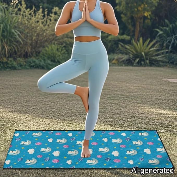 Horeset Planet Cat Sweat Towel Seat Cover Stain Resistant Sports Towel Seat Protection Easy Install Front Car Seat Cover for Yoga Camping Swim Car Seat Cover Protector - Image 3