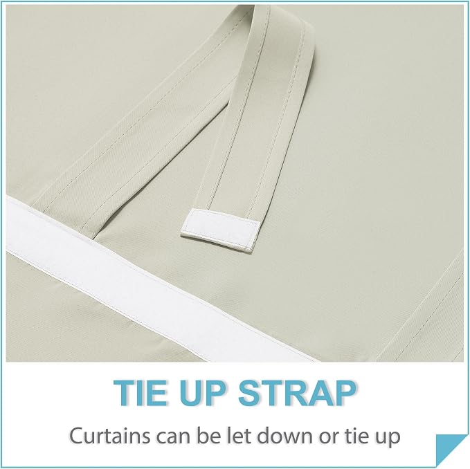 RYB HOME Front Door Window Covering Tie Up Small Sidelight Curtain Blackout | No Drill, Privacy Office Classroom Door Window Shade, Adhesive Rv Travel Curtains Portable,W12 x L40, Natural, 1 Panel - Image 4