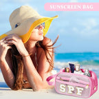 COSHAYSOO Clear Sunscreen Bag Makeup Toiletries Pouch Beach Vacation Essentials Summer Travel Stuff Accessories Personalized Graduation Gifts for Women College Teen Girls Teacher Nurse Pink SPF - Image 5