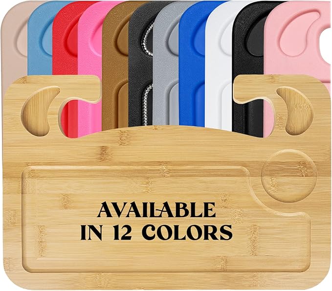 lebogner Steering Wheel Tray, Car Tray for Eating, Hook On Steering Wheel Desk for Food, Laptop and Car Accessories, Car Road Trip Must Haves Gadgets Car Table (Bamboo Wood) by lebogner