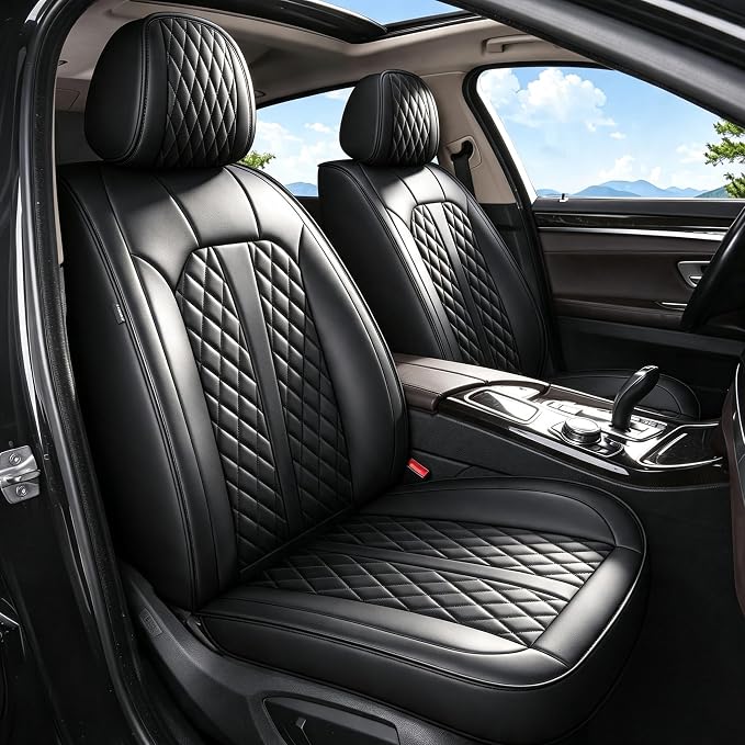 IKABEVEM Car Seat Covers Fit for Infiniti QX55 2022-2025 2026 Full Set | Waterproof Faux Leather, Airbag Compatible, Easy to Install & Wipe Car Seat Protector,5 Seats Covers Fit for , Black by IKABEVEM