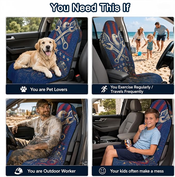 Car Seat Towel Cover for Front Seats, 1Pc Sweat Absorbent Car Seat Protector with Non-Slip Backing, Waterproof Towel Car Seat Covers for Runners, Gym, Swimming, Beach, Pets, Eagle Gear - Image 8