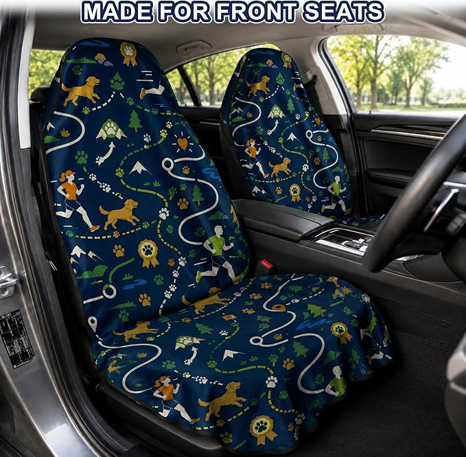 Car Seat Towel Cover 2 Pack for Front Seats, Sweat Absorbent Car Seat Protector with Non-Slip Backing, Waterproof Towel Car Seat Covers for Runners, Gym, Swimming, Beach, Dog Runner Trail - Image 2