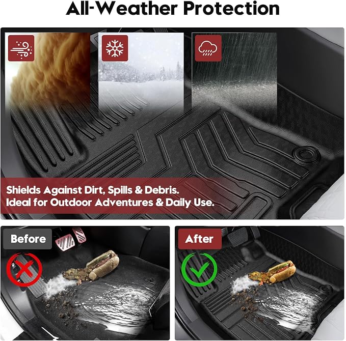T TGBROS Floor Mats for Honda HRV HR-V 2023-2026 with Storage Box, All Weather TPE Floor Liner Set Front Rear Mats Trunk Cargo Liner Organizer Non Slip Waterproof 5PCS - Image 3