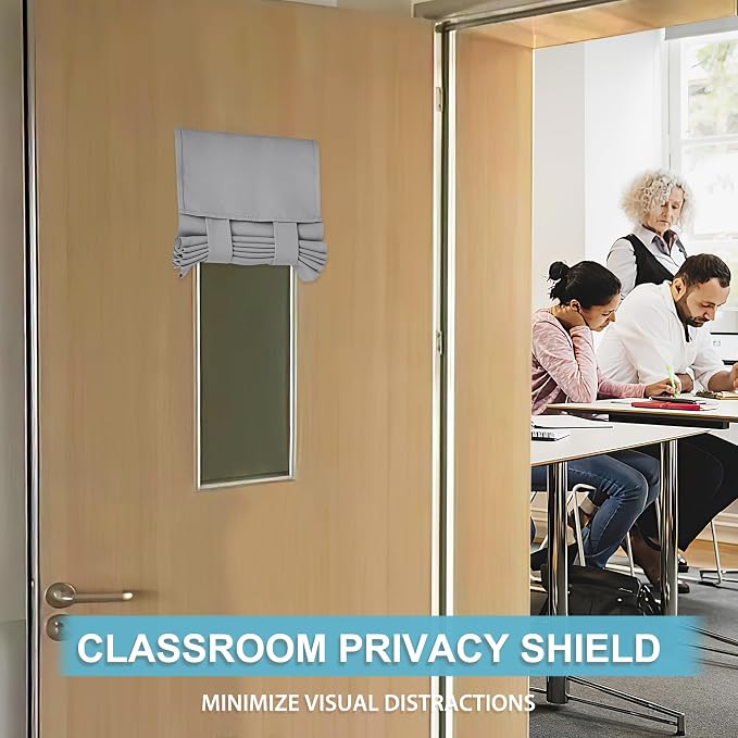 RYB HOME Classroom Door Window Cover Lockdown Shades Blackout, No Drill | Privacy Sidelight Glass Door School Office Blinds, Room Darkening Blocks Views, Portable Curtains, W12 x L30, 1 Panel - Image 2